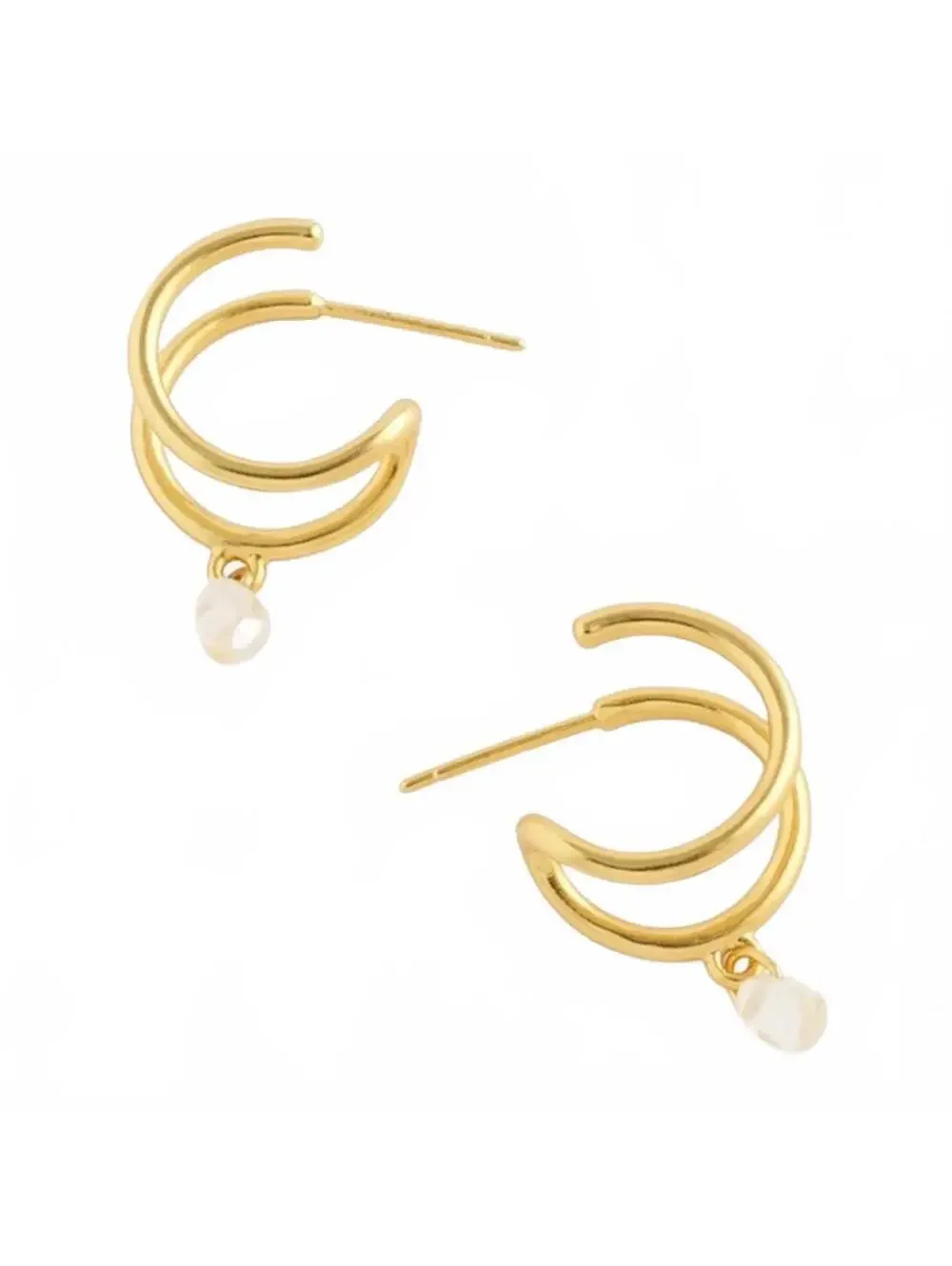 Madewell Glass Bead Double Hoop Earrings Vintage Gold